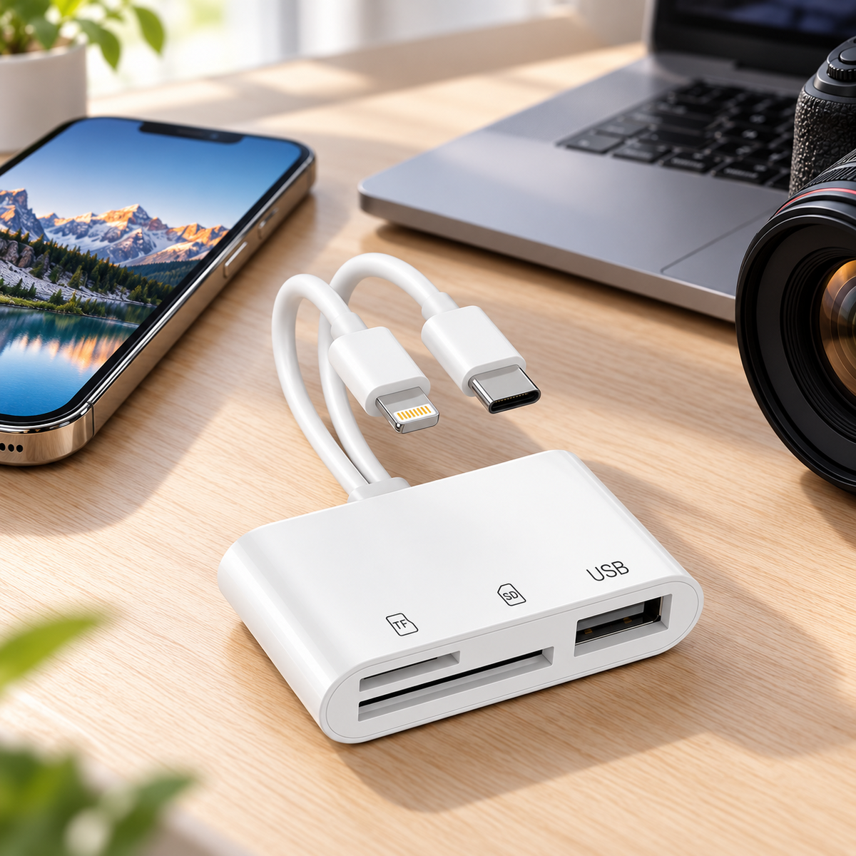 💾 5-in-1 Memory Card Reader | USB-C + 8-Pin