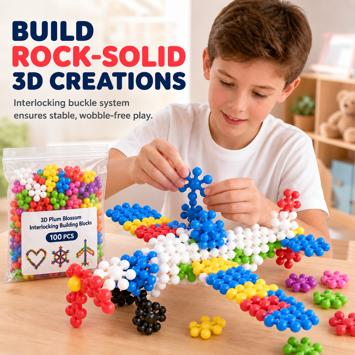 ❄️ LIMITED-TIME 50% OFF! 🧩 Kids 3D Interlocking Snowflake Building Blocks – Stable Build, Burr-free, Colorful ✨