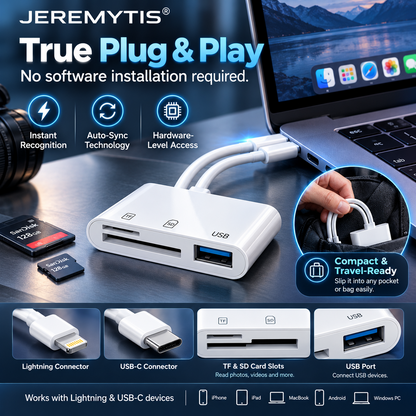 💾 5-in-1 Memory Card Reader | USB-C + 8-Pin