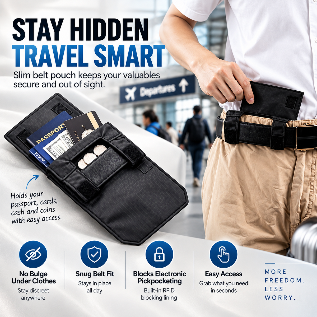 Anti-Theft Passport Pouch, Multifunctional Phone and ID Waist Pouch💳