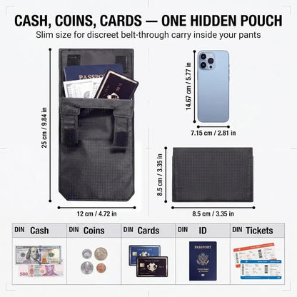Anti-Theft Passport Pouch, Multifunctional Phone and ID Waist Pouch💳