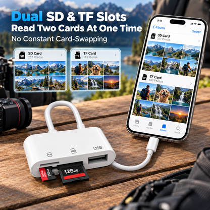 💾 5-in-1 Memory Card Reader | USB-C + 8-Pin