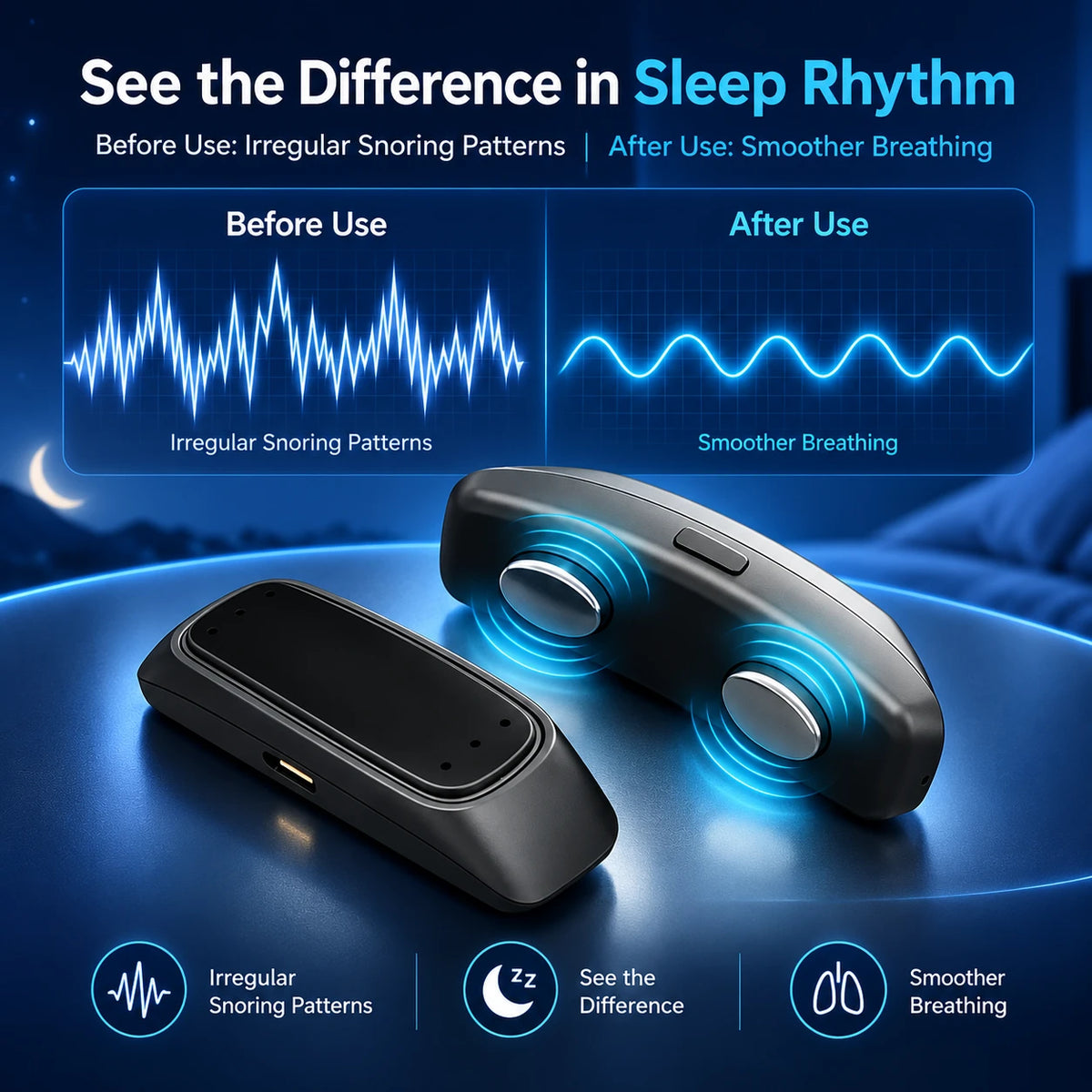 💤Micro Electric Noise Anti Snoring Device 😴✨Snore Less, Sleep More