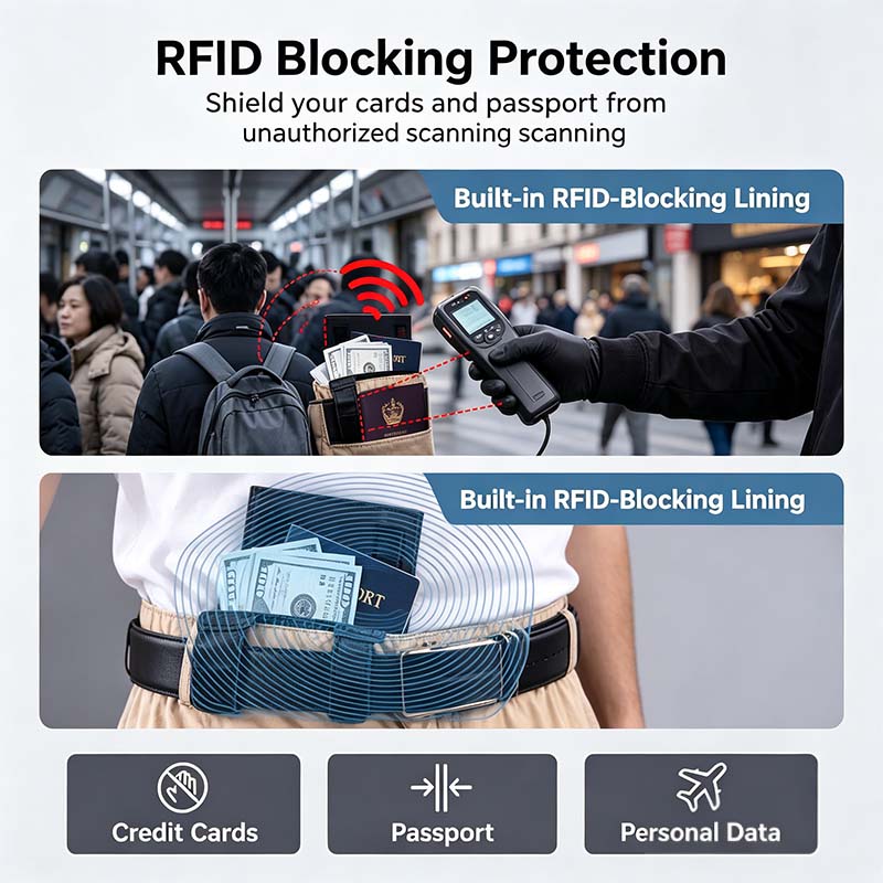 Anti-Theft Passport Pouch, Multifunctional Phone and ID Waist Pouch💳