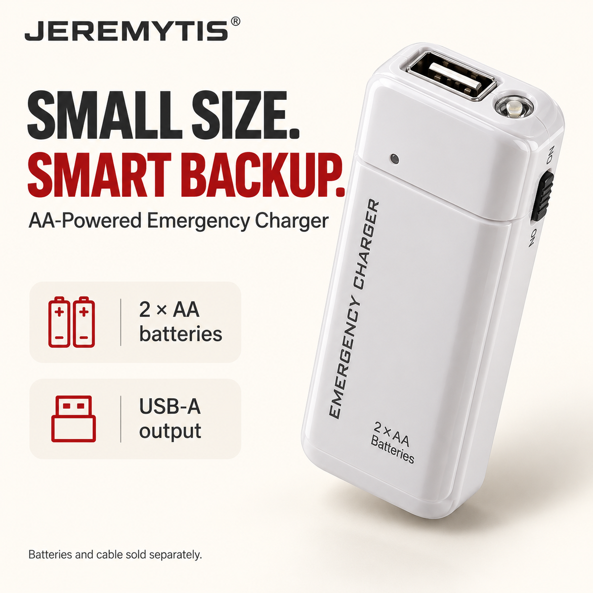 🔋 Emergency Phone Charger – AA Battery Powered USB Backup with LED Flashlight