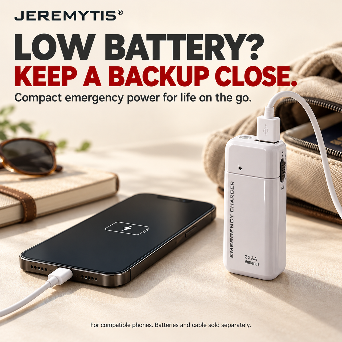 🔋 Emergency Phone Charger – AA Battery Powered USB Backup with LED Flashlight