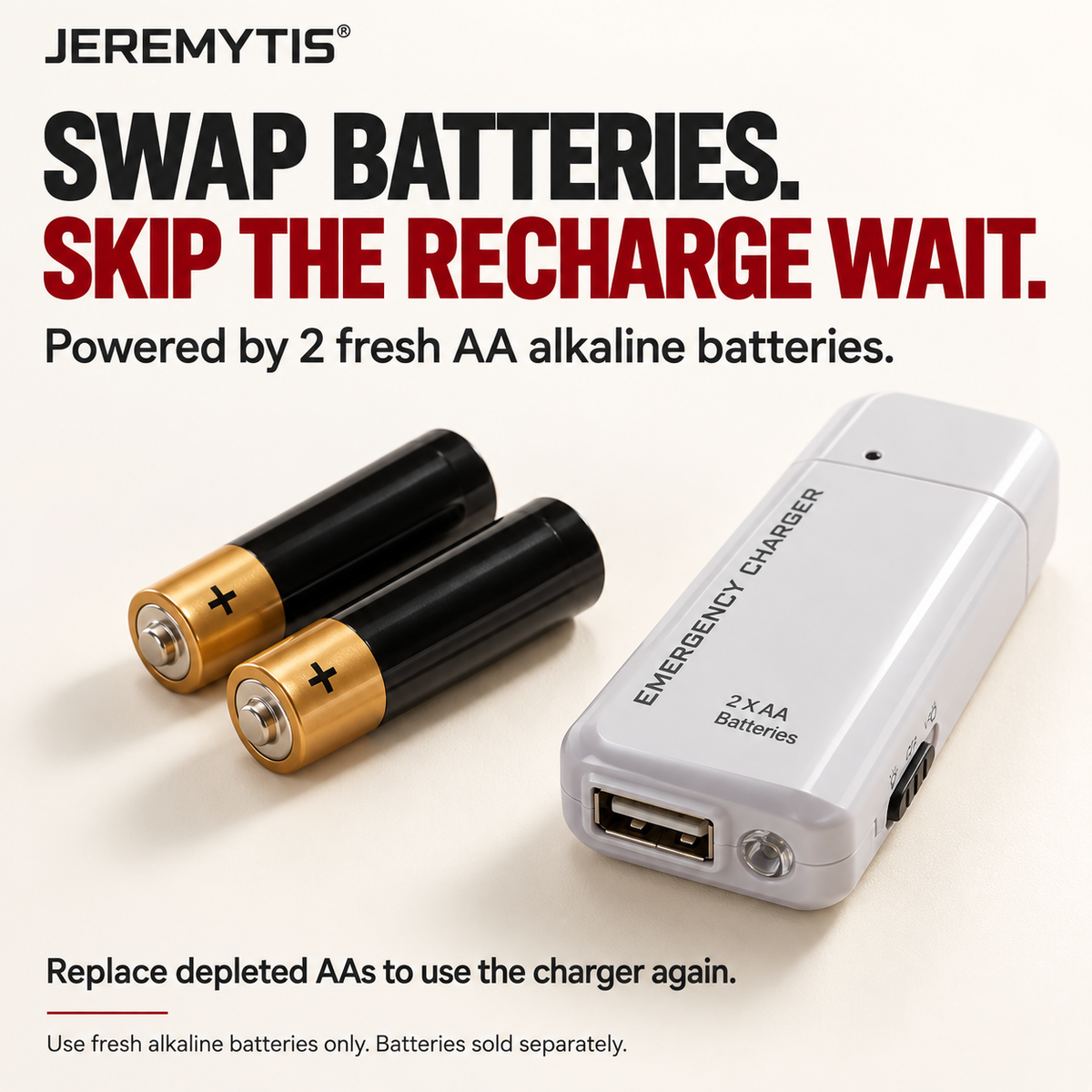 🔋 Emergency Phone Charger – AA Battery Powered USB Backup with LED Flashlight