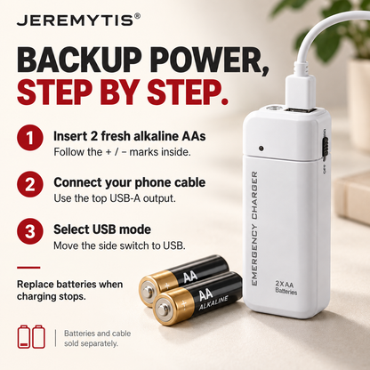 🔋 Emergency Phone Charger – AA Battery Powered USB Backup with LED Flashlight