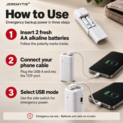 🔋 Emergency Phone Charger – AA Battery Powered USB Backup with LED Flashlight