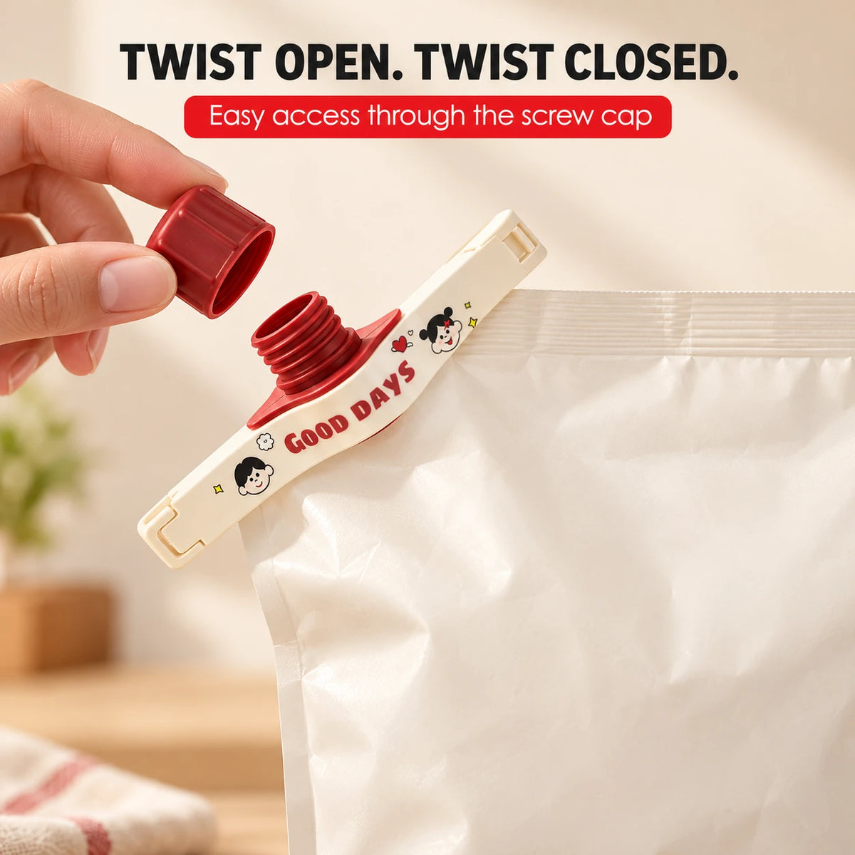 🛍️ Kitchen Sealing Clip — Moisture-Proof, Double Serration, Smooth Pouring