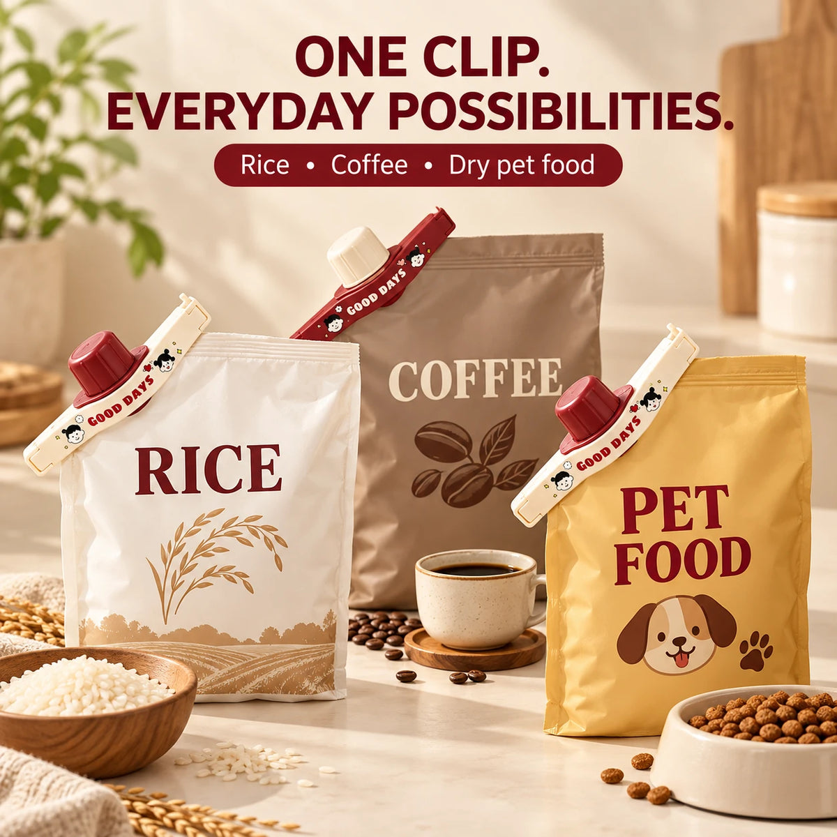 🛍️ Kitchen Sealing Clip — Moisture-Proof, Double Serration, Smooth Pouring