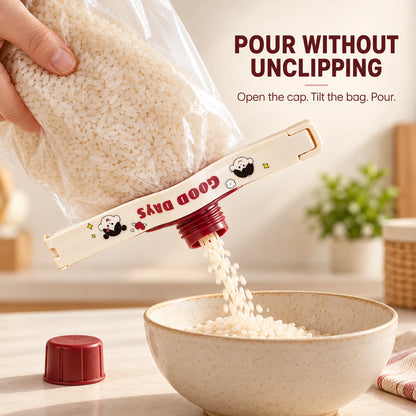 🛍️ Kitchen Sealing Clip — Moisture-Proof, Double Serration, Smooth Pouring