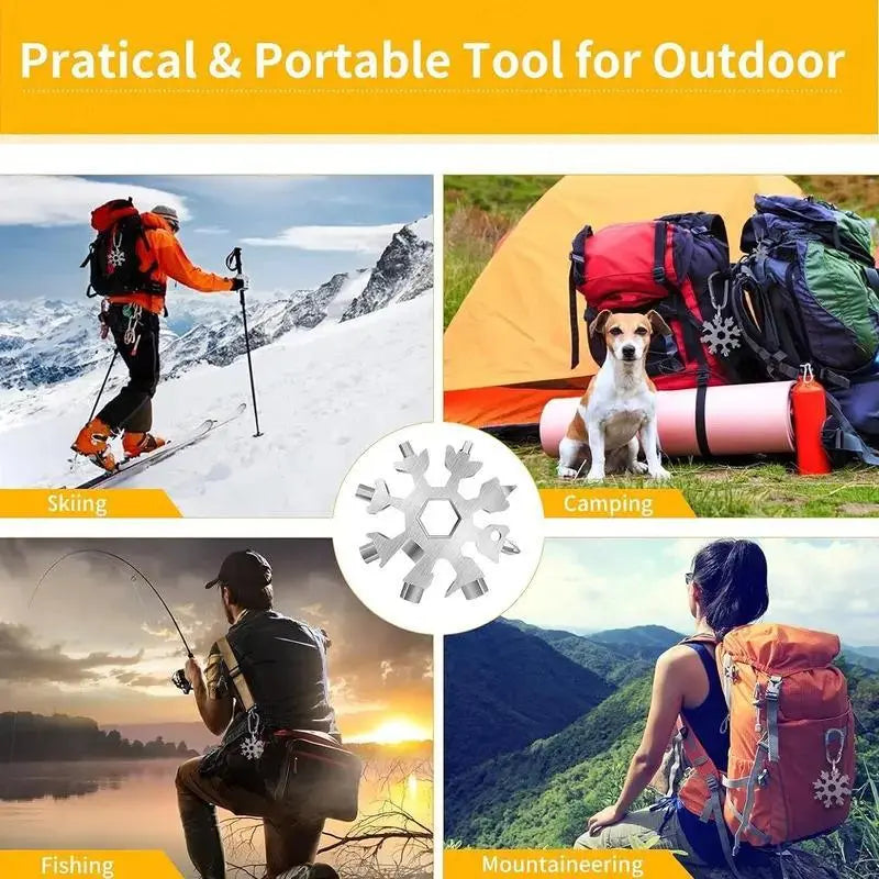 18-in-1 Snowflake Multi-tool Stainless Steel Portable Wrench All-in-One Screwdriver ❄️