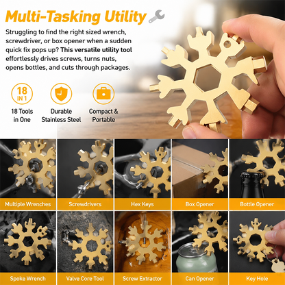 18-in-1 Snowflake Multi-tool Stainless Steel Portable Wrench All-in-One Screwdriver ❄️