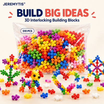 ❄️ LIMITED-TIME 50% OFF! 🧩 Kids 3D Interlocking Snowflake Building Blocks – Stable Build, Burr-free, Colorful ✨
