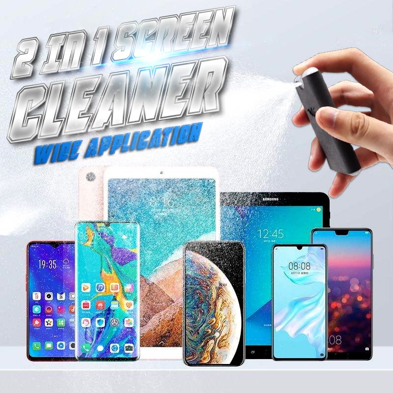 📢📢Buy 2 Get 1 Free !! ⏰2-in-1 Screen Cleaner & Microfiber Cloth: Spray & Wipe, No Residue, Portable