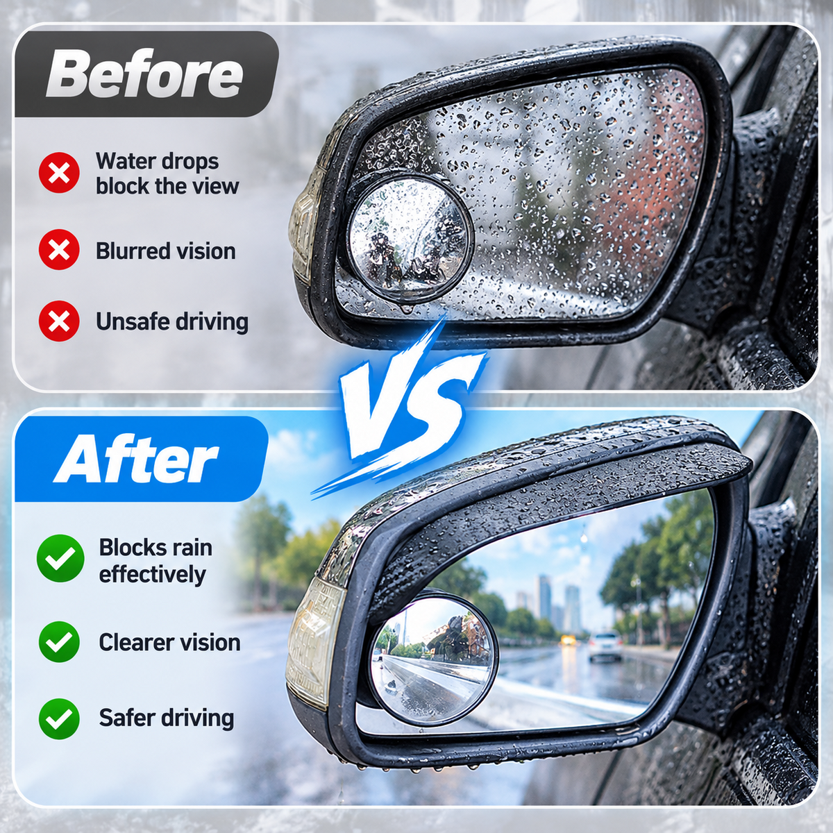 2PCS Car Side Mirror Rain Guards
